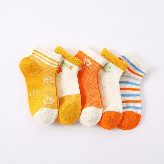 Children′s Cotton Socks Boys Girls Smiling Face Trendy Medium Tube Socks Candy Color Baby Socks